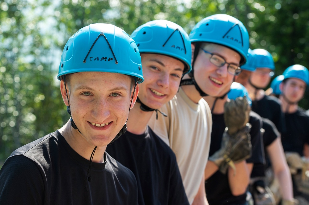 Air Force Junior Reserve Officer Training Corps (AFJROTC) participate in the Cadet Summer Leadership Course at JBER