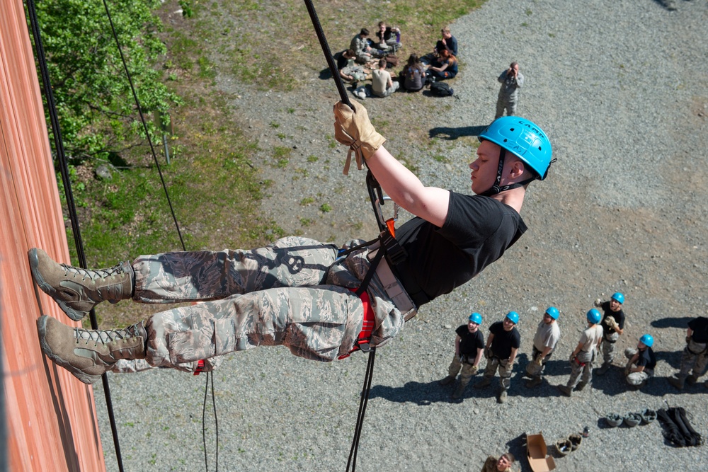 Air Force Junior Reserve Officer Training Corps (AFJROTC) participate in the Cadet Summer Leadership Course at JBER