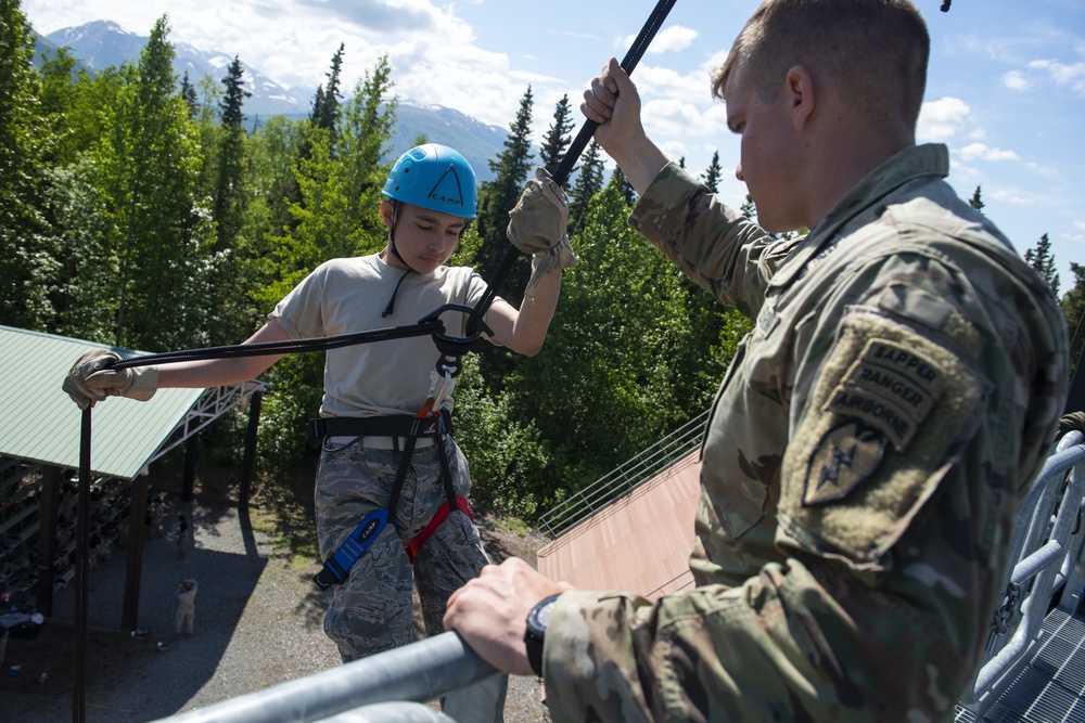 Air Force Junior Reserve Officer Training Corps (AFJROTC) participate in the Cadet Summer Leadership Course at JBER