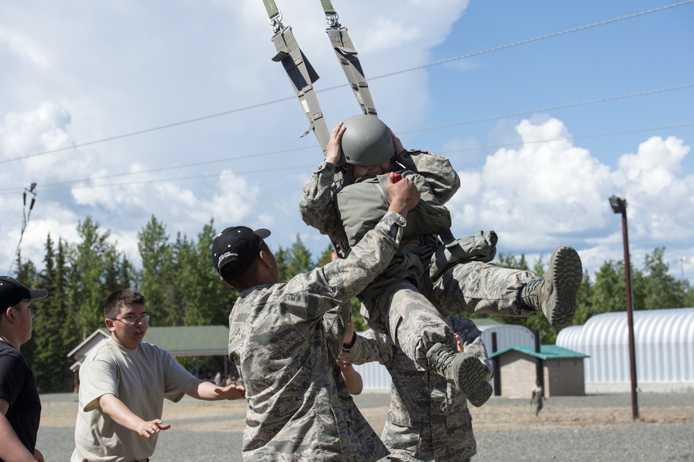 Air Force Junior Reserve Officer Training Corps (AFJROTC) participate in the Cadet Summer Leadership Course at JBER