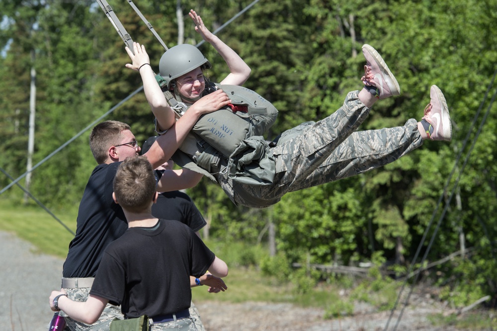 Air Force Junior Reserve Officer Training Corps (AFJROTC) participate in the Cadet Summer Leadership Course at JBER