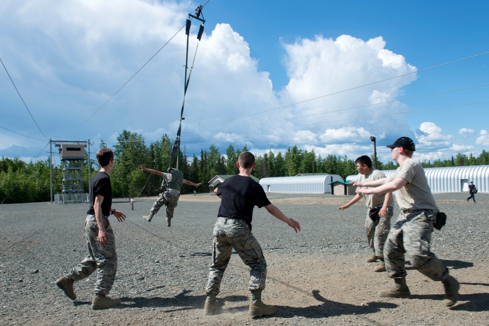 Air Force Junior Reserve Officer Training Corps (AFJROTC) participate in the Cadet Summer Leadership Course at JBER