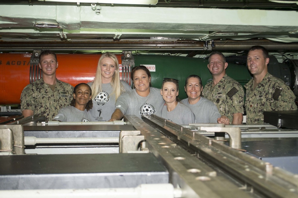 Former Women's Soccer Players Tour USS Asheville