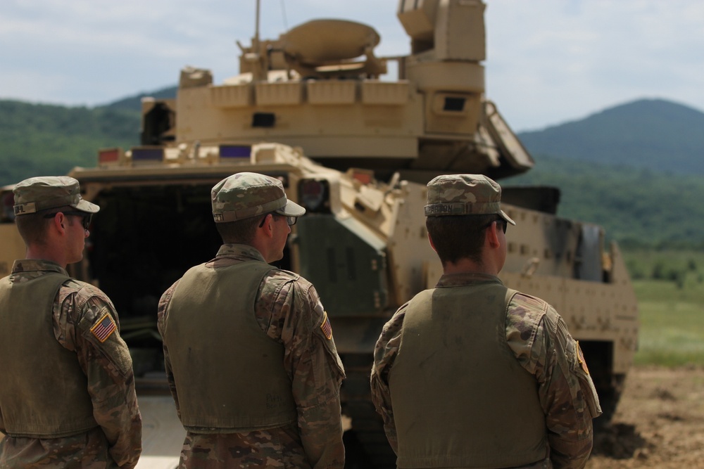 U.S. Army Soldiers observe joint firing exercise during STRIKE BACK 19