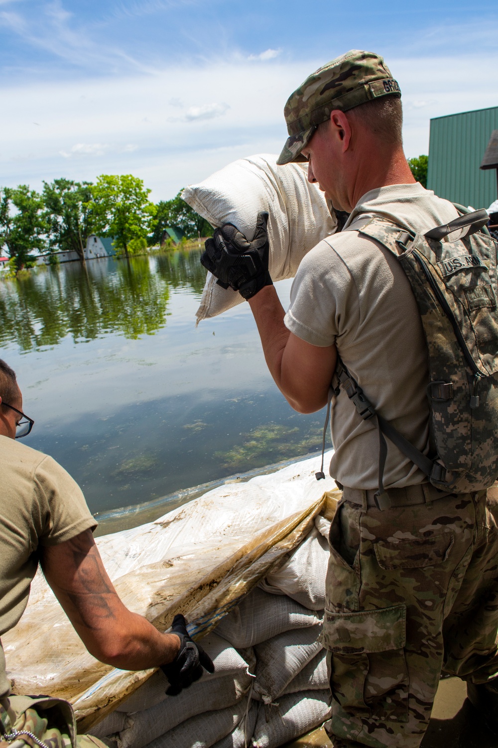 Illinois National Guard flood duty in East Cape Girardeau, IL