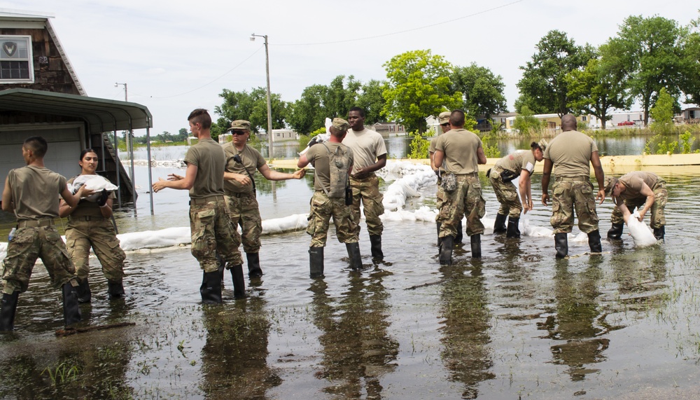 Illinois National Guard flood duty in East Cape Girardeau, Illinois