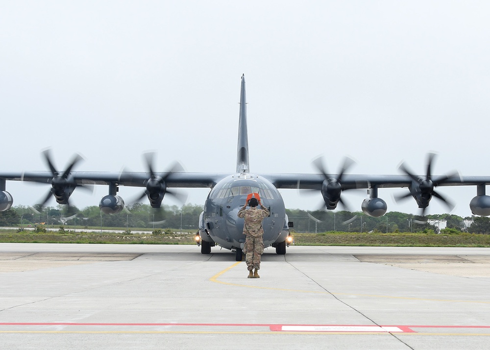 The second new HC-130J Combat King II arrives at 106th Rescue Wing