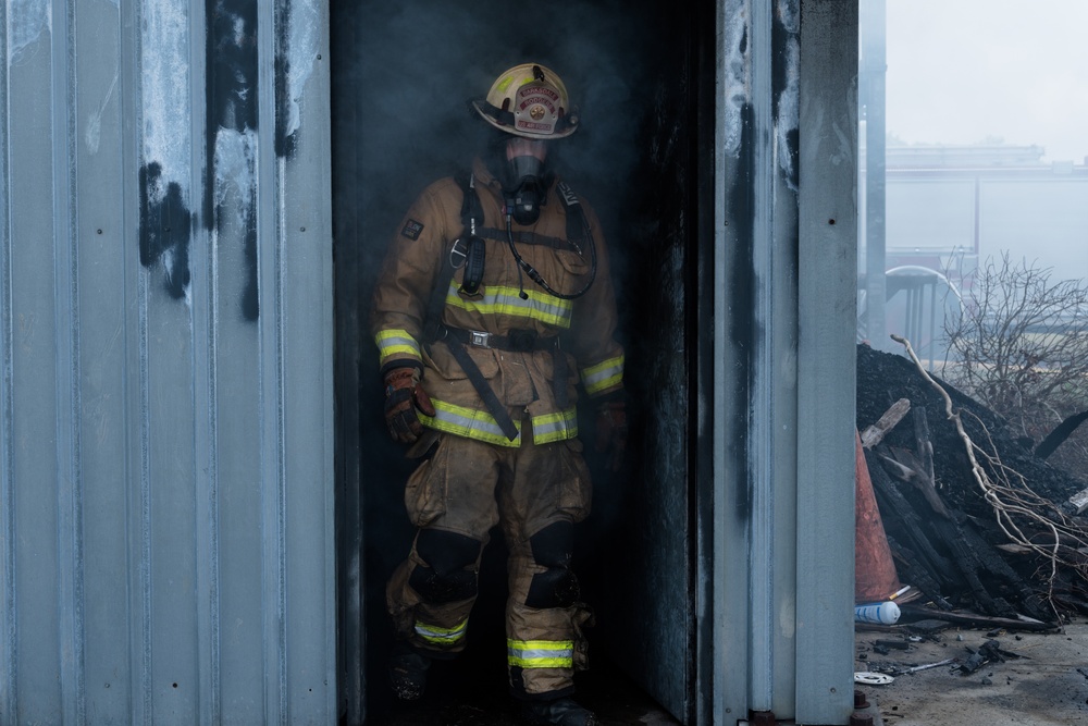 Barksdale firefighters practice putting out flames