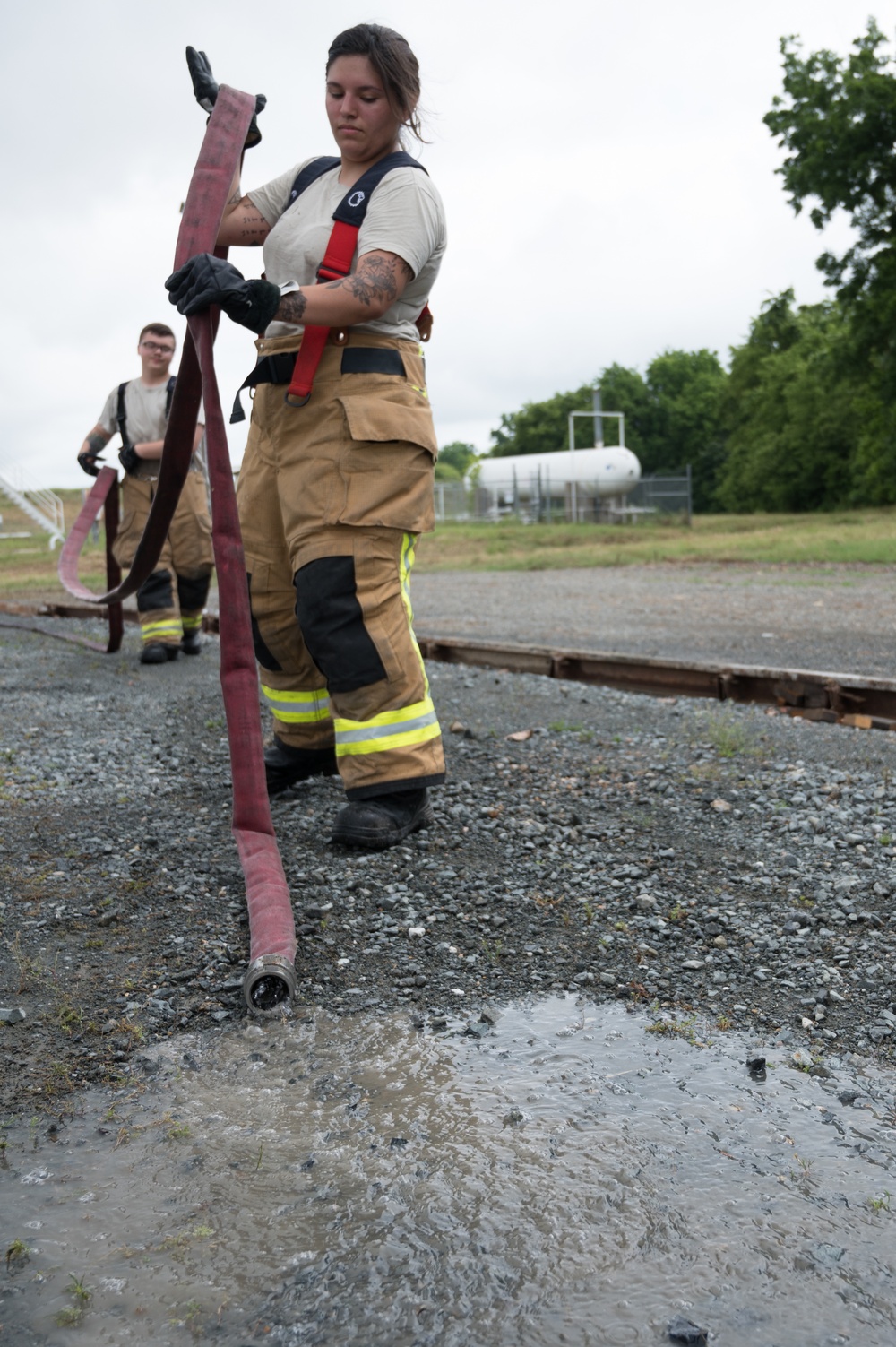 Barksdale firefighters practice putting out flames