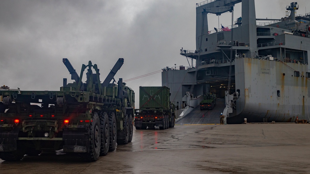 Marines Load USNS Watkins During Exercise Resolute Sun