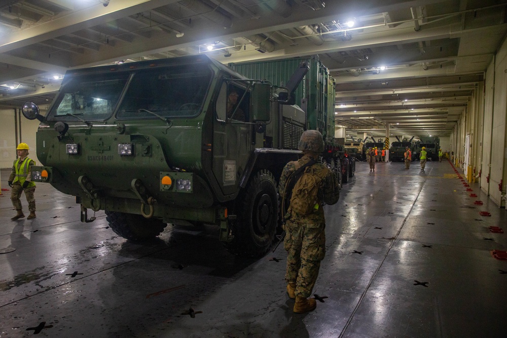 Marines Load USNS Watkins During Exercise Resolute Sun