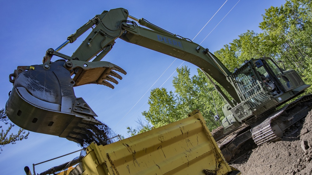 U.S. Marines with MWSS-471 build a roadway at Canadian Forces Base Cold Lake