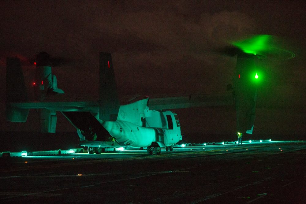 31st MEU night time flight operations aboard the USS Wasp