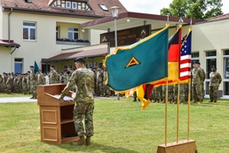 Capt. Jaime Rodriguez speaks at the HHC, 7th ATC Change of Command ceremony