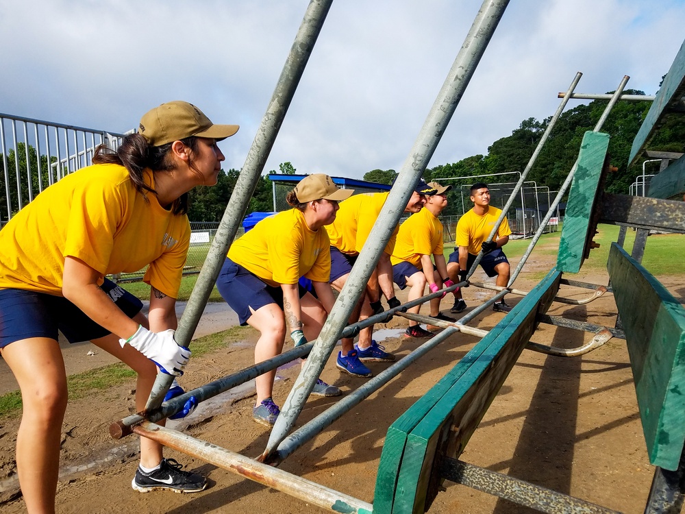 Sailors Lift Bleachers