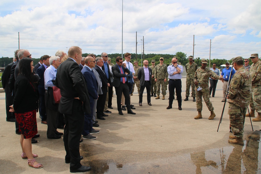 Members of the NATO Military Support Workshop toured the U.S.N.S. Watkins (T-AKR 315) while moored at Wharf Alpha on Joint Base Charleston, South Carolina