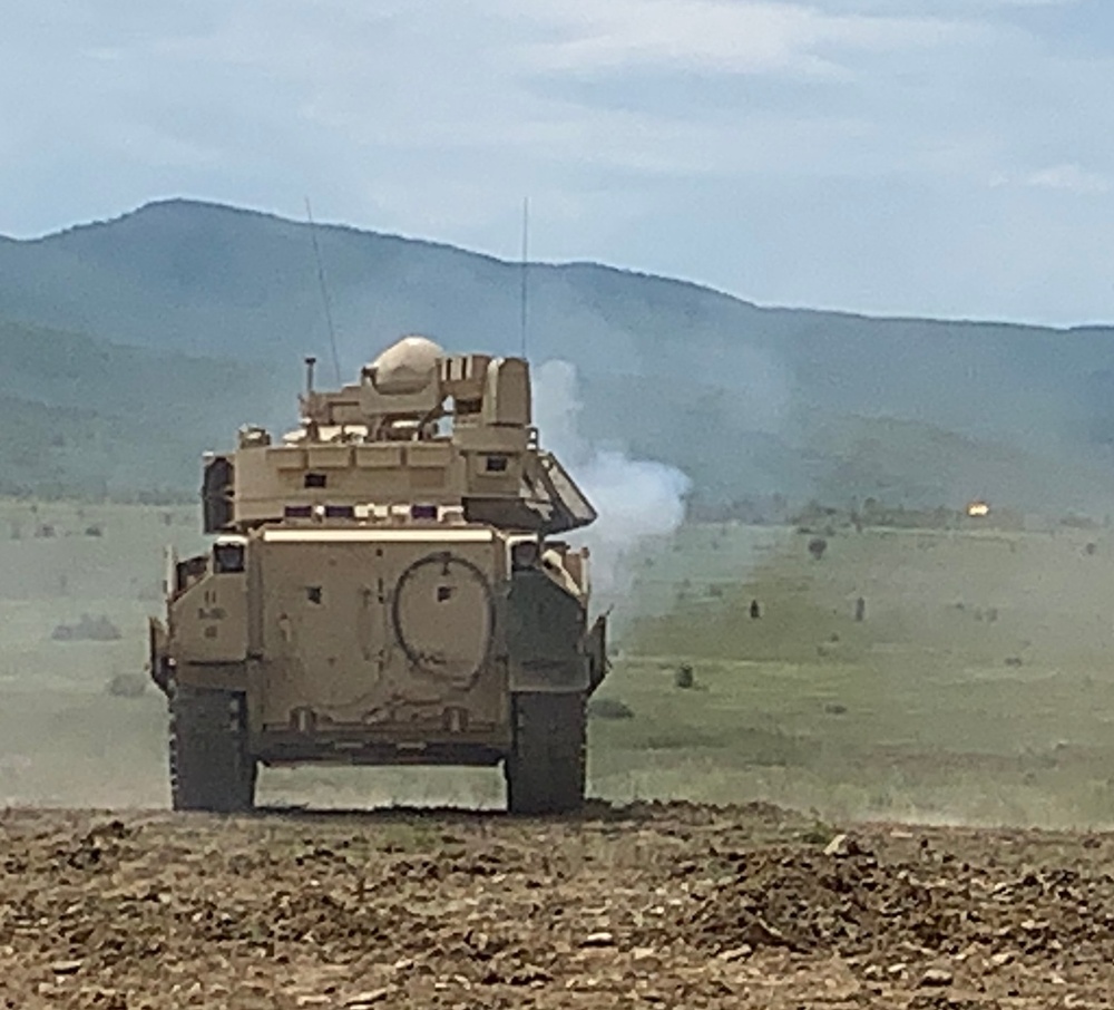 Bradley Fighting Vehicle fires as smoke clears