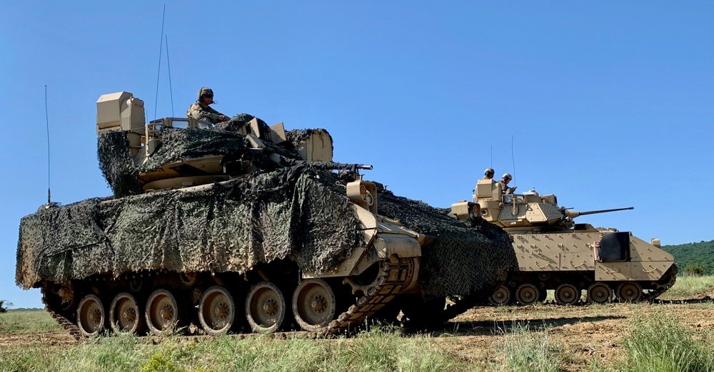 Bradley Fighting Vehicles wait