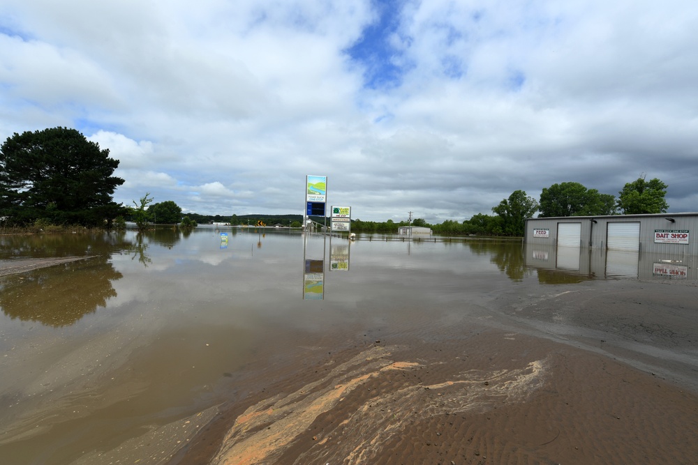 Flood waters in Toad Suck, Arkansas