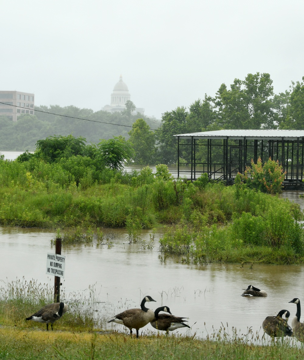 Flood Waters From Arkansas River Flood Areas in Little Rock