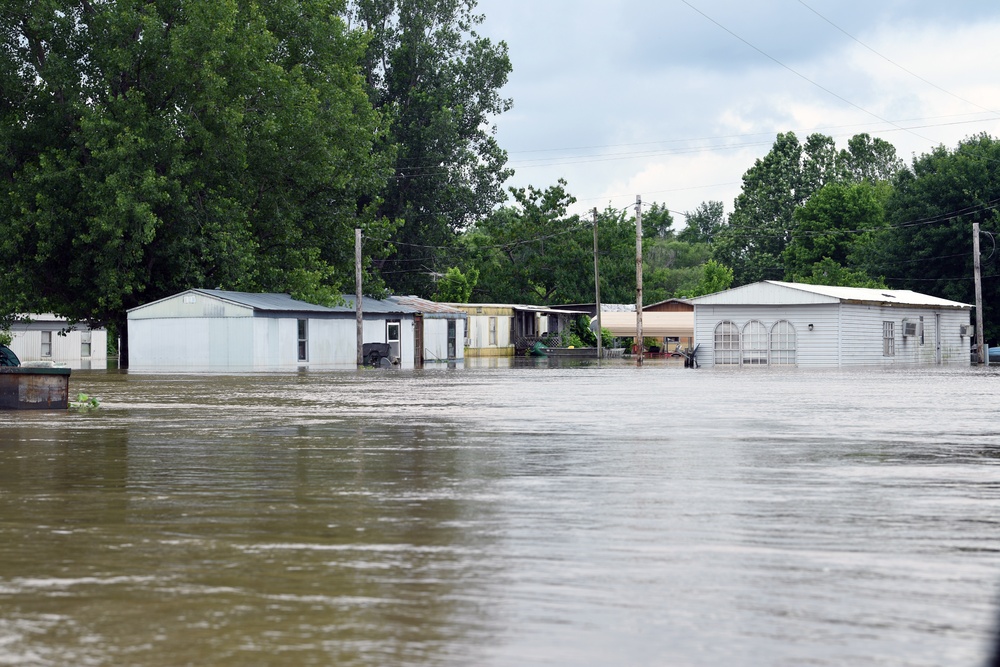 Flood Waters Surround Neighborhoods in Pendleton