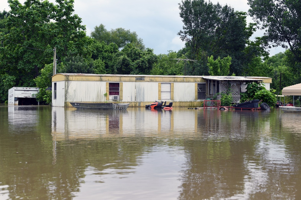 Flood Waters Impact Neighborhoods in Pendleton, Arkansas