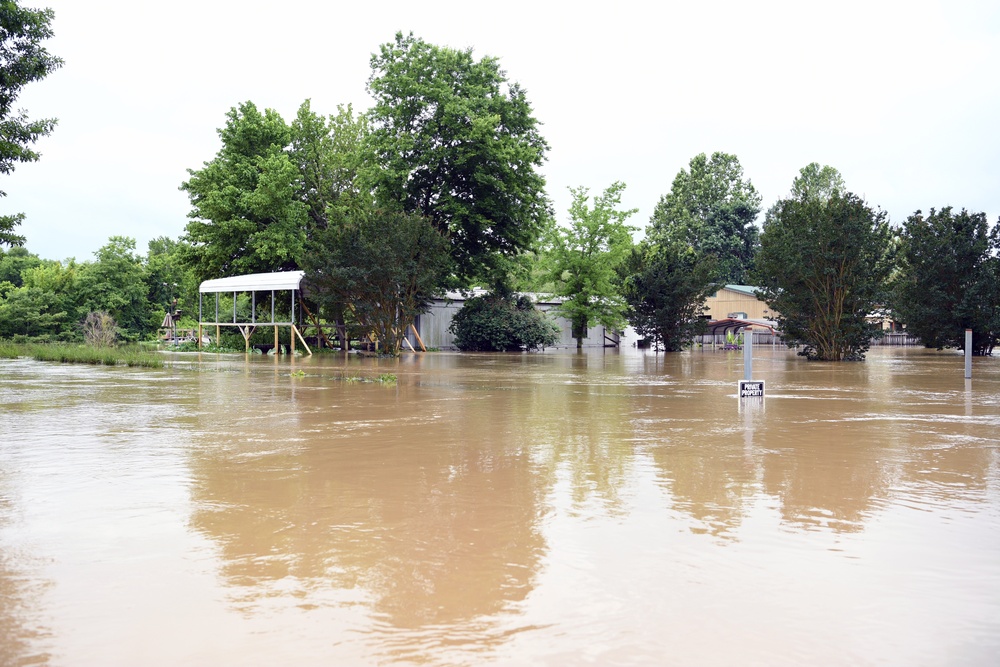 Flood Waters Impact Neighborhoods in Pendleton, Arkansas