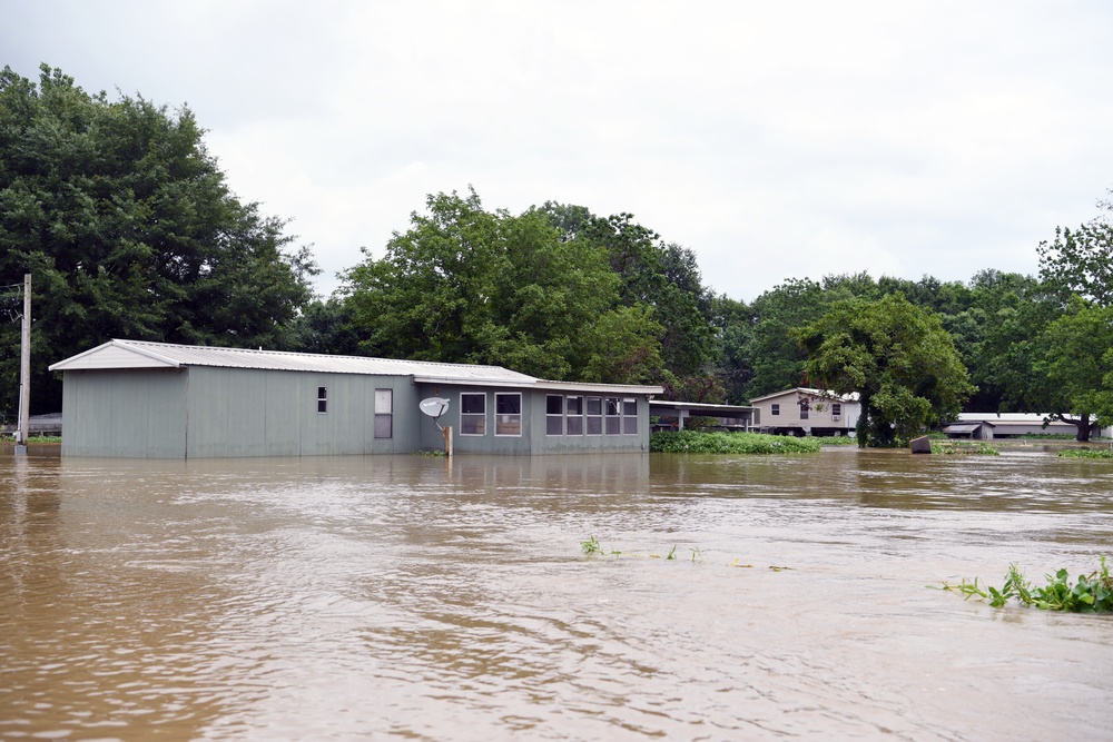 Flood Waters Impact Neighborhoods in Pendleton, Arkansas