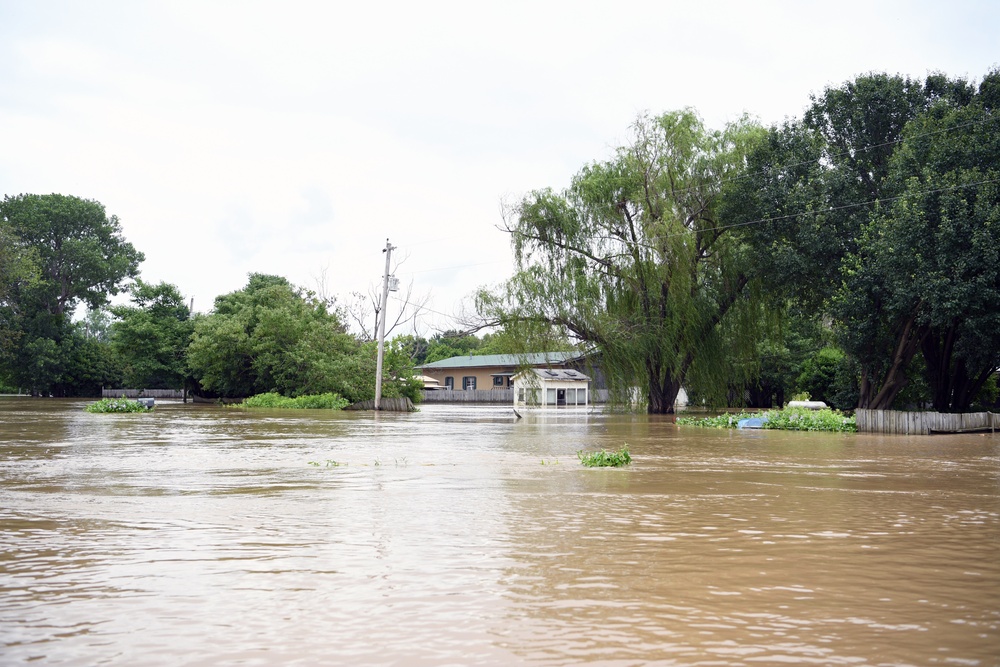 Flood Waters Impact Neighborhoods in Pendleton, Arkansas