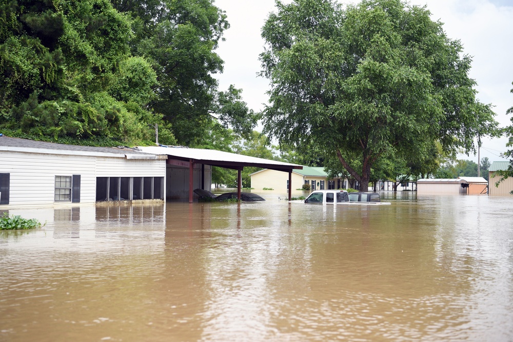 Flood Waters Impact Neighborhoods in Pendleton, Arkansas