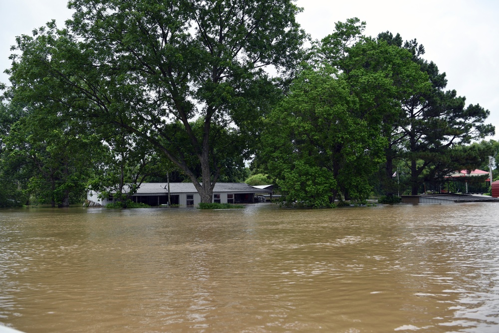 Flood Waters Impact Neighborhoods in Pendleton, Arkansas