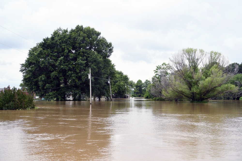 Flood Waters Impact Neighborhoods in Pendleton, Arkansas