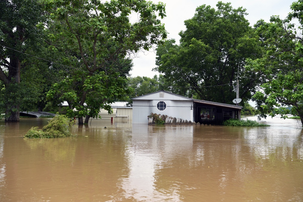 Flood Waters Impact Neighborhoods in Pendleton, Arkansas