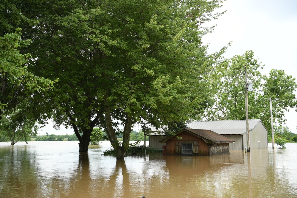 Flood Waters Impact Neighborhoods in Pendleton, Arkansas