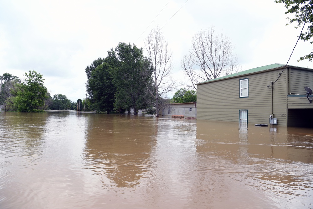 Flood Waters Impact Neighborhoods in Pendleton, Arkansas