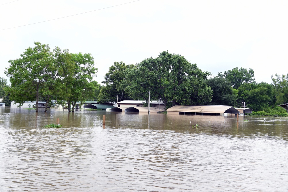 Flood Waters Impact Neighborhoods in Pendleton, Arkansas