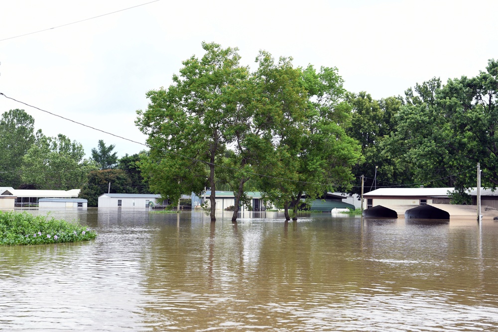 Flood Waters Impact Neighborhoods in Pendleton, Arkansas