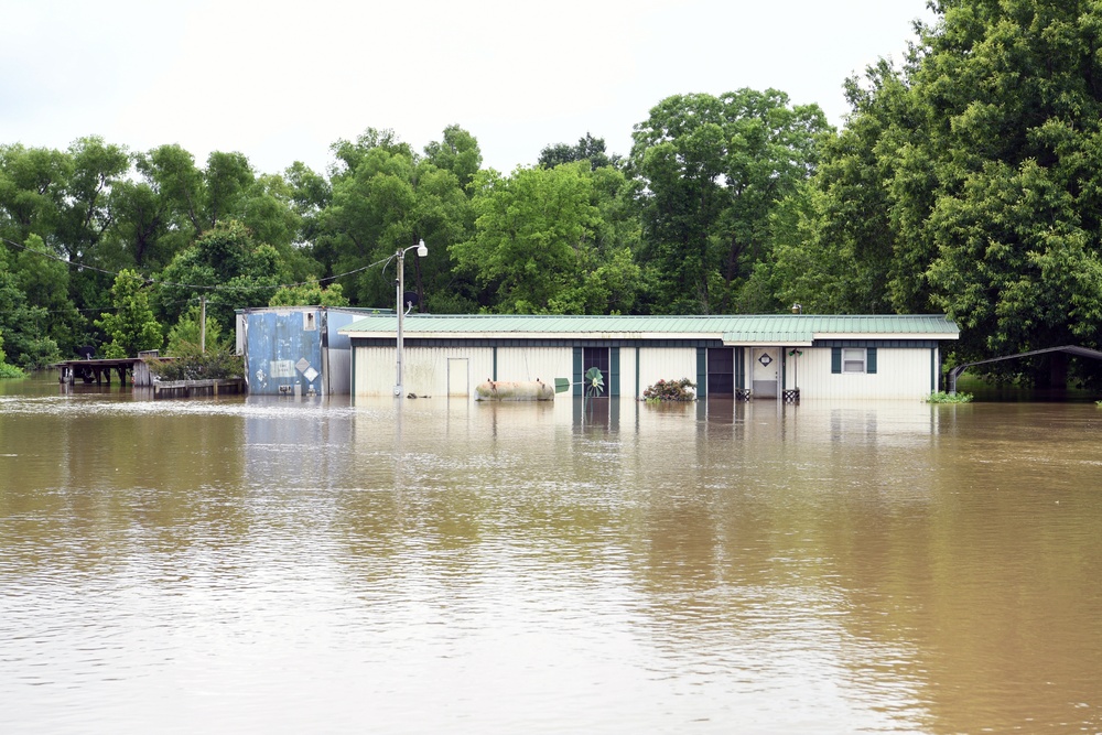 Flood Waters Impact Neighborhoods in Pendleton, Arkansas