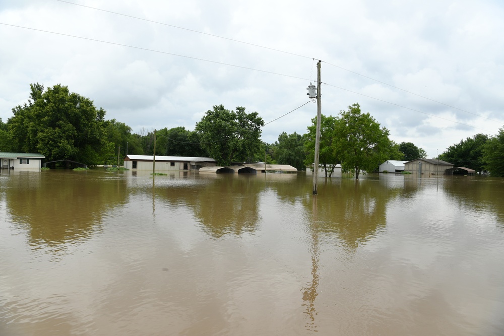 Flood Waters Impact Neighborhoods in Pendleton, Arkansas