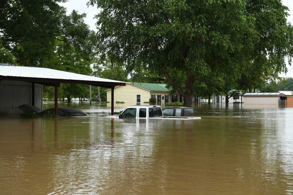 Flood Waters Impact Neighborhoods in Pendleton, Arkansas