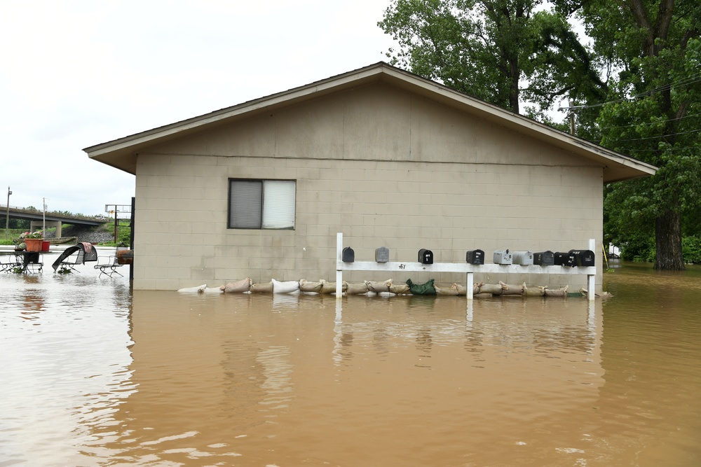 Flood Waters Impact Neighborhoods in Pendleton, Arkansas