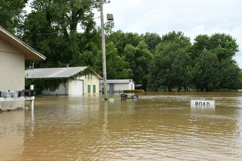 Flood Waters Impact Neighborhoods in Pendleton, Arkansas