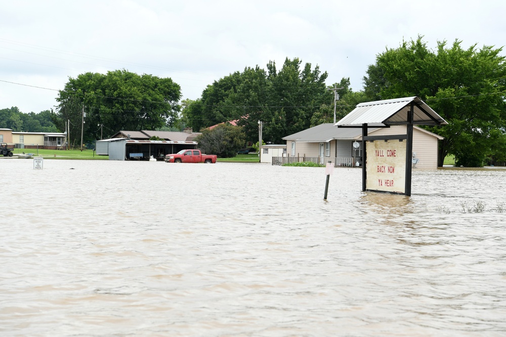 Flood Waters Impact Neighborhoods in Pendleton, Arkansas