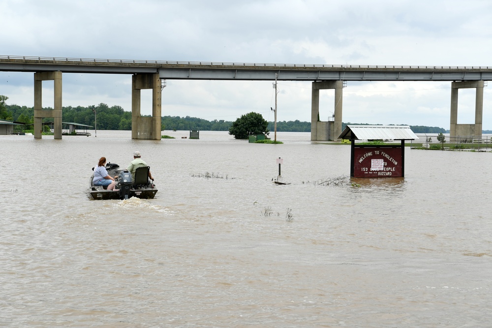 Flood Waters Impact Neighborhoods in Pendleton, Arkansas