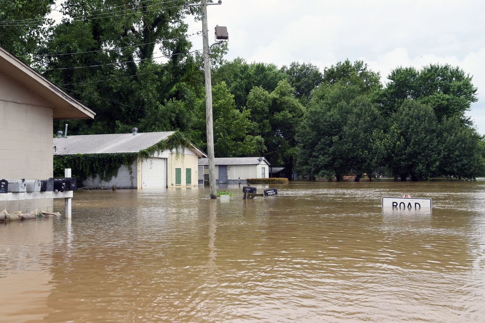 Flood Waters Impact Neighborhoods in Pendleton, Arkansas