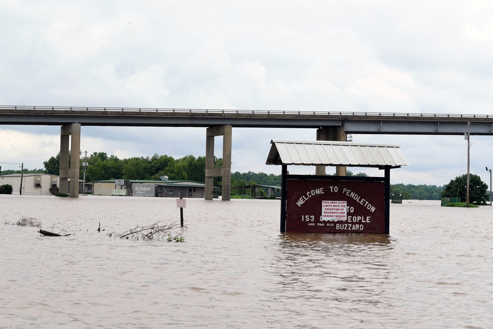 Flood Waters Impact Neighborhoods in Pendleton, Arkansas