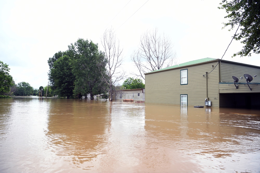 Flood Waters Impact Neighborhoods in Pendleton, Arkansas