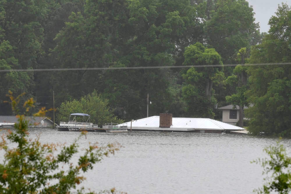 Flood Waters Almost Cover Houses