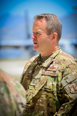 Commander California Air National Guard Maj. Gen. Gregory Jones visits the 146 Airlift Wing
