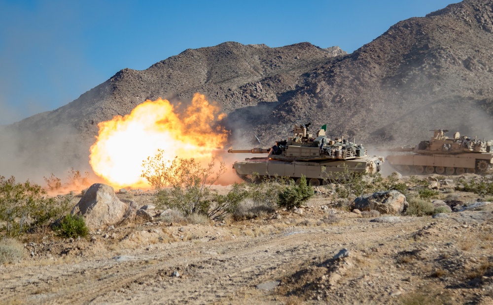 M1A2 participating in live-fire training at the National Training Center